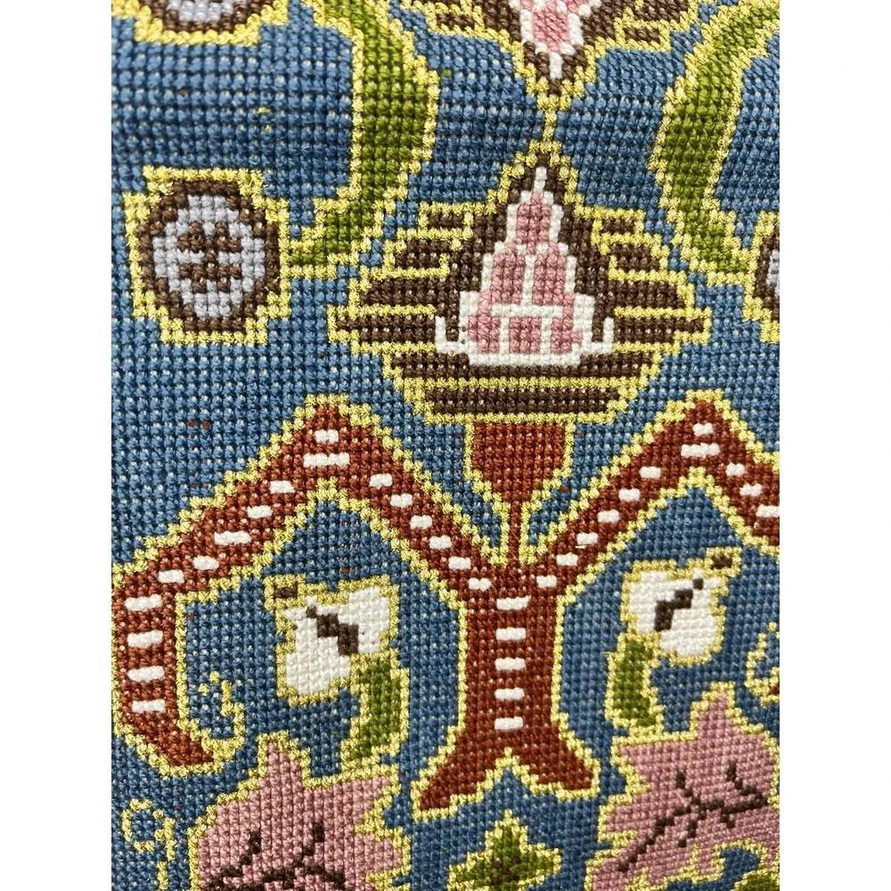 Hand Embroidered Floral Table Runner Tapestry Eastern European‎ Turkish Blue Red